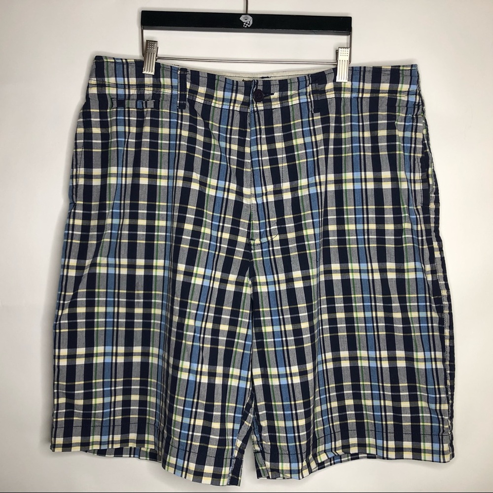 STEVE & BARRY’S Men’s plaid navy blue shorts 36